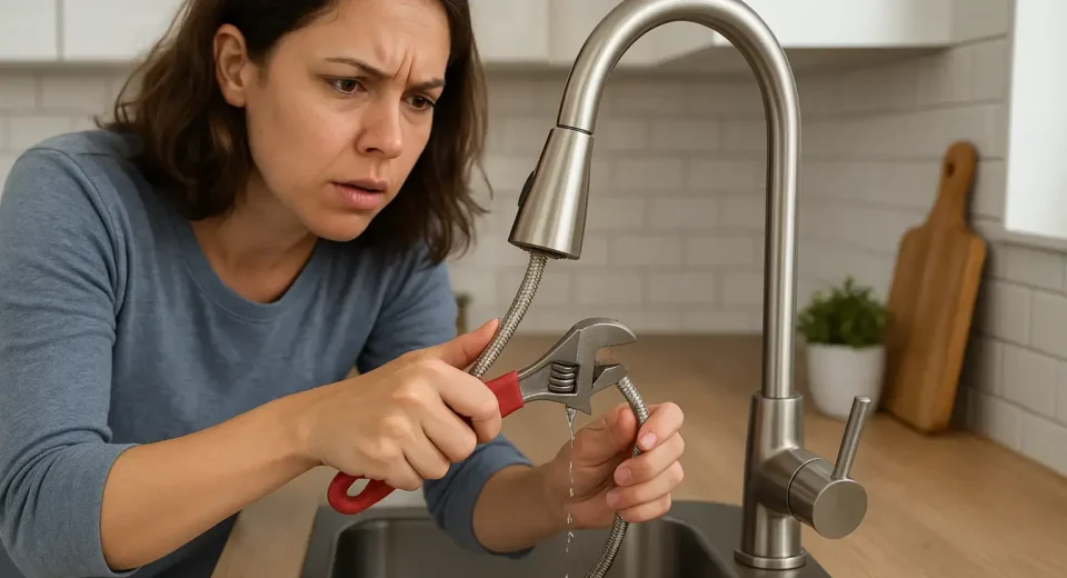 kitchen faucet hose leaking