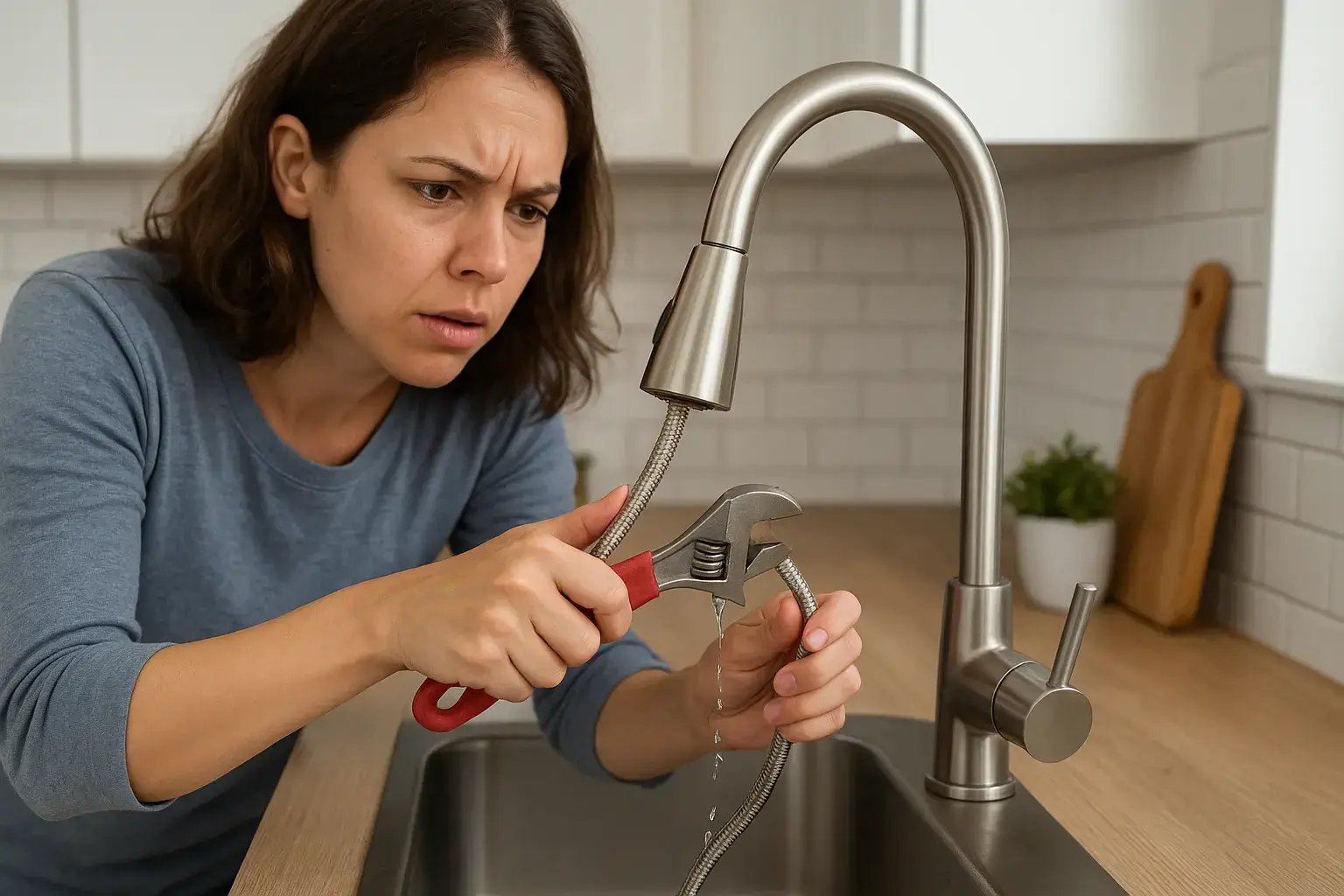 kitchen faucet hose leaking