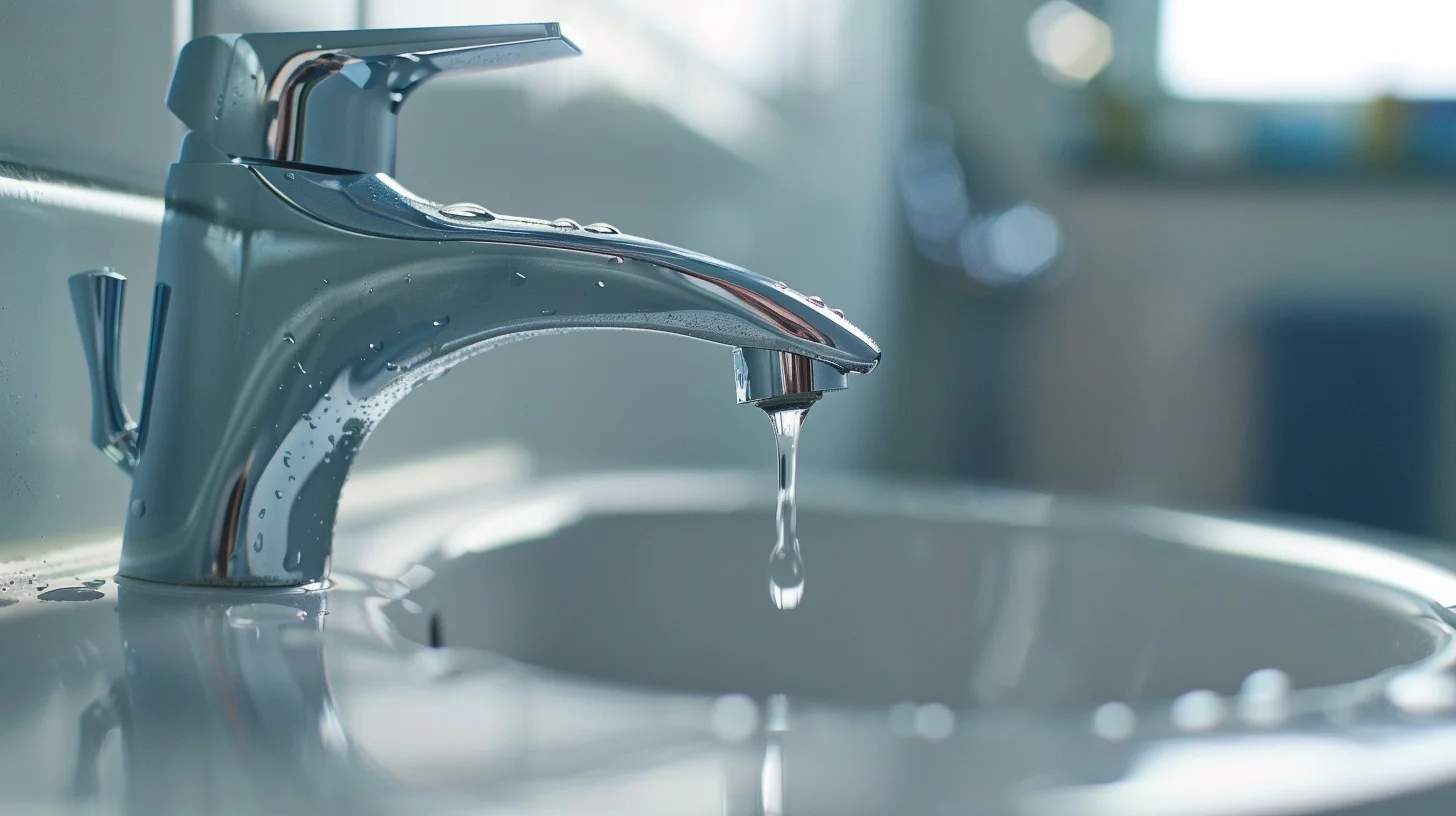 Bathroom faucet dripping water into sink showing a common leak problem