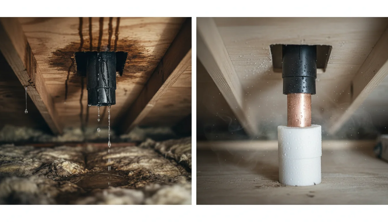 Roof leak versus condensation near attic vent pipe