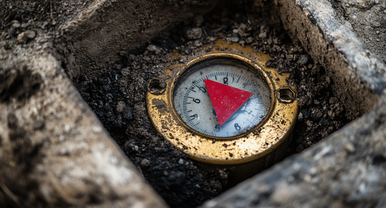 Residential water meter leak indicator used to check for a hidden leak behind a high summer water bill